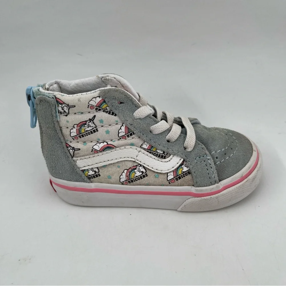 Vans Infant/Toddler SK8-Hi -SZ 5 - Zip Unicorn Cool Blue High top Sneakers Shoes